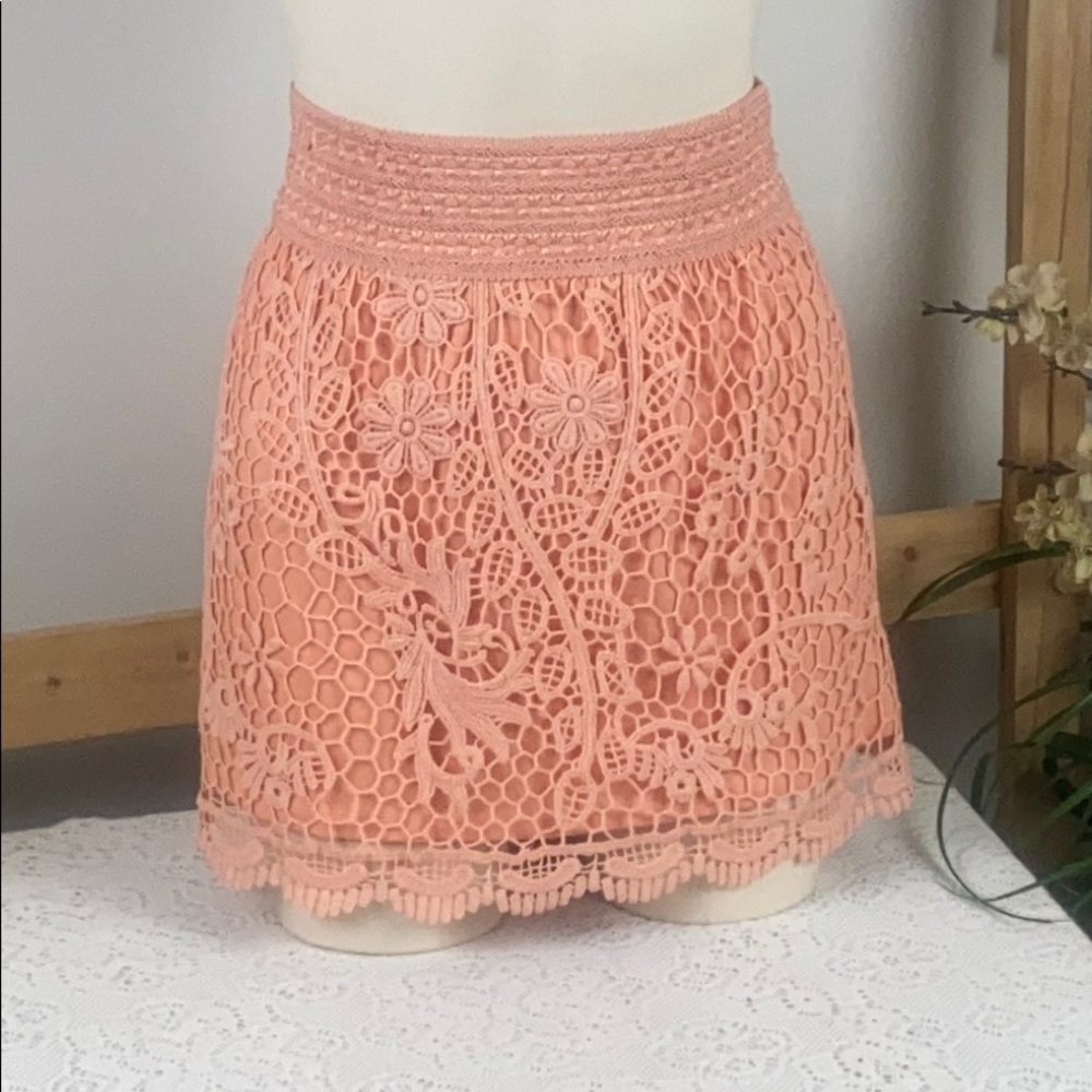 Top Shop Coral Pink Cotton Lace Skirt